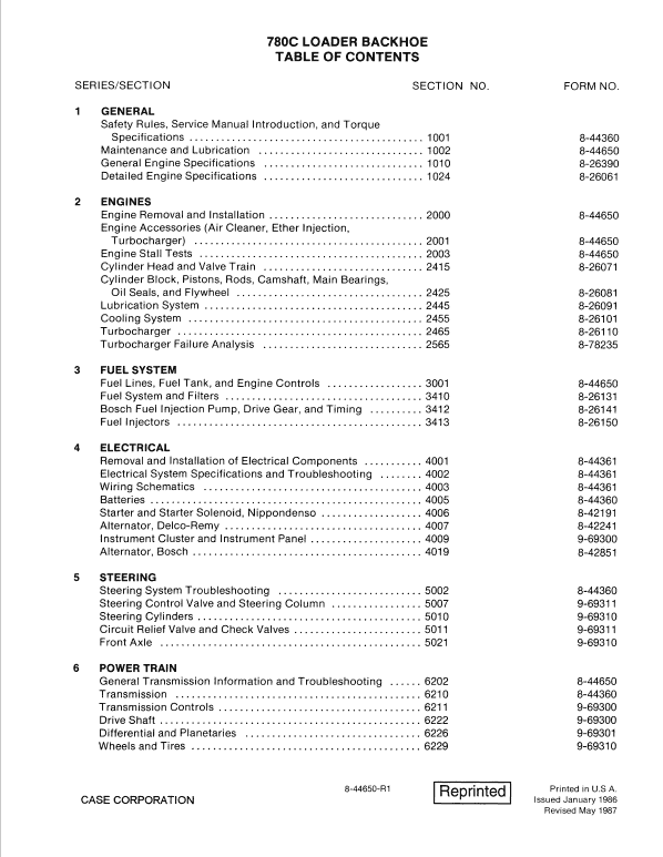 Case 780C Loader Backhoe Service Manual Workshop Guide