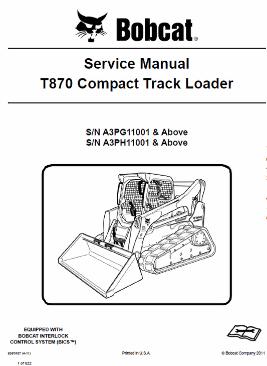 Bobcat T870 Loader Service Manual Workshop Guide
