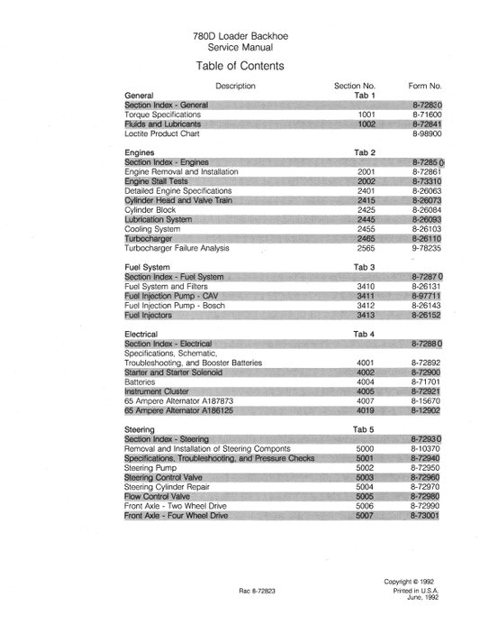 Case 780D Loader Backhoe Service Manual Workshop Guide