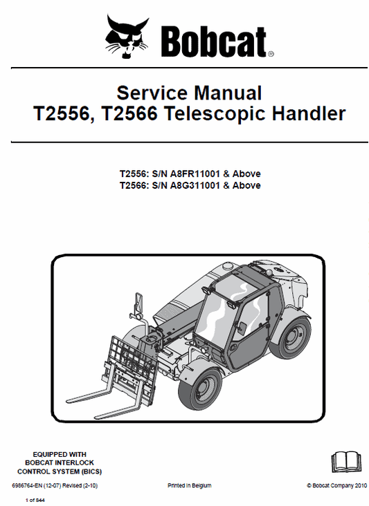 Bobcat T2556 and T2566 Telescopic Handler Service Manual Workshop Guide
