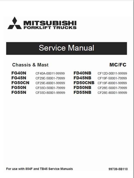 Mitsubishi FG40NB, FG45NB, FG50CNB, FG50NB, FG55NB Forklift Service Manual