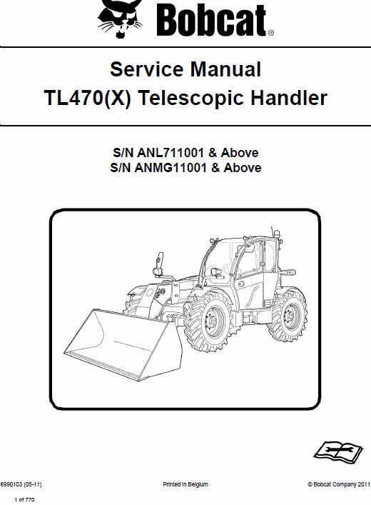 Bobcat TL470 and TL470X Telescopic Handler Service Manual Workshop Guide