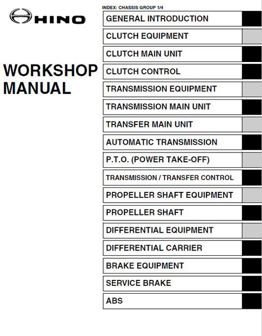 Hino Truck 2011, 2012 and 2013 Service Manual Workshop Guide