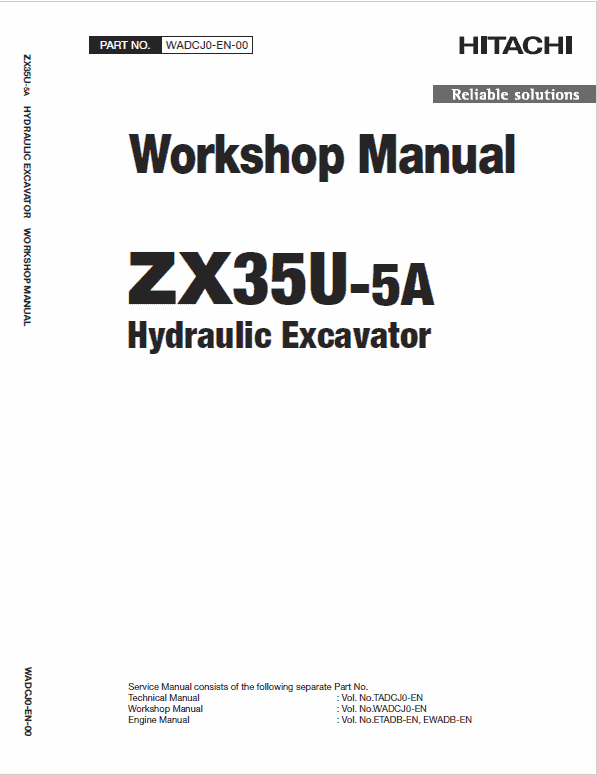 Hitachi ZX35U-5A Mini Excavator Service Repair Manual Workshop Guide