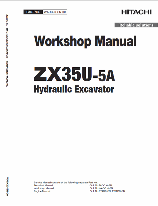 Hitachi ZX35U-5A Mini Excavator Service Repair Manual Workshop Guide