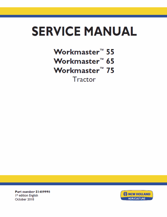 New Holland Workmaster 55, 65, 75 Tractor Service Manual Workshop Guide