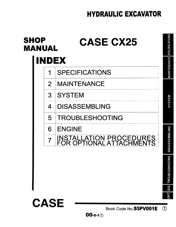 Case CX25 Excavator Service Manual Workshop Guide