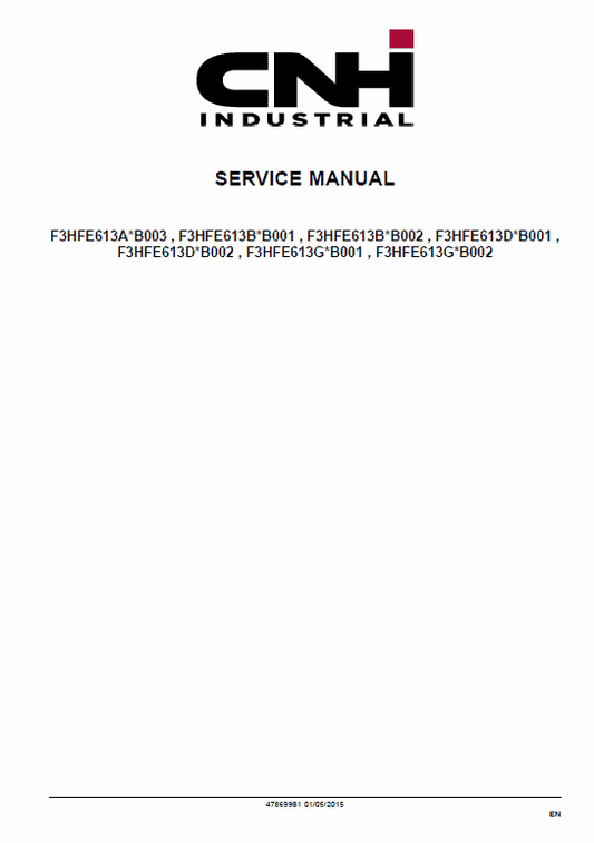Cursor 13 Single Stage Turbocharger Tier 4B and Stage IV Engine Service Manual Workshop Guide