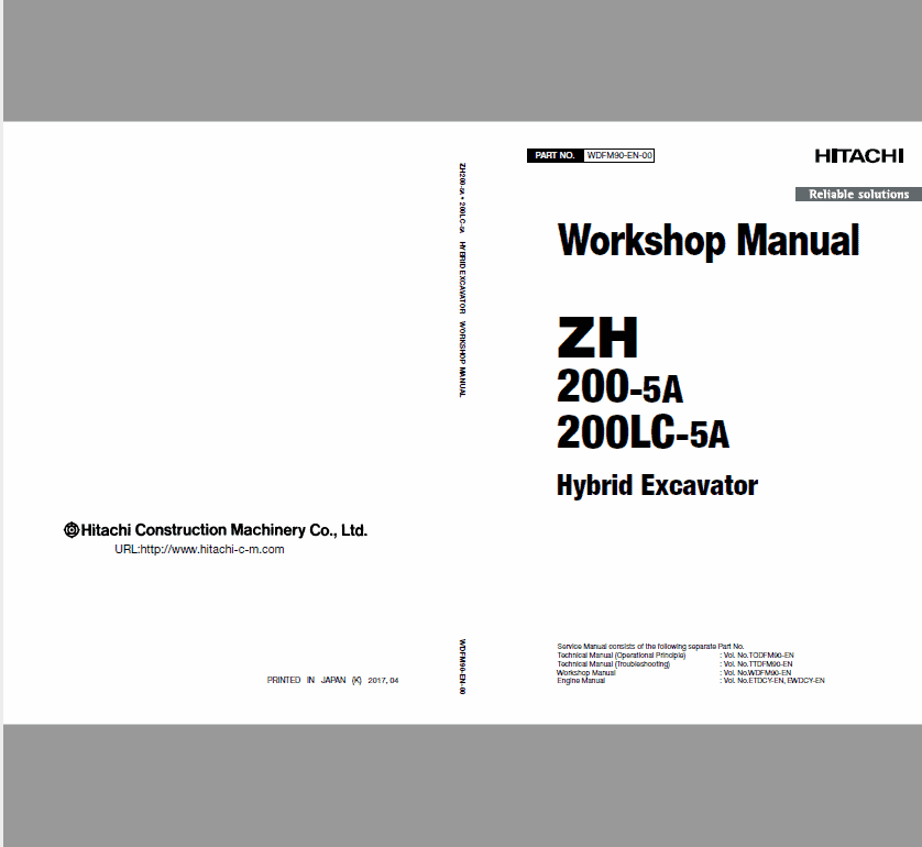 Hitachi ZH200-5A and ZH200LC-5A Excavator Service Repair Manual Workshop Guide