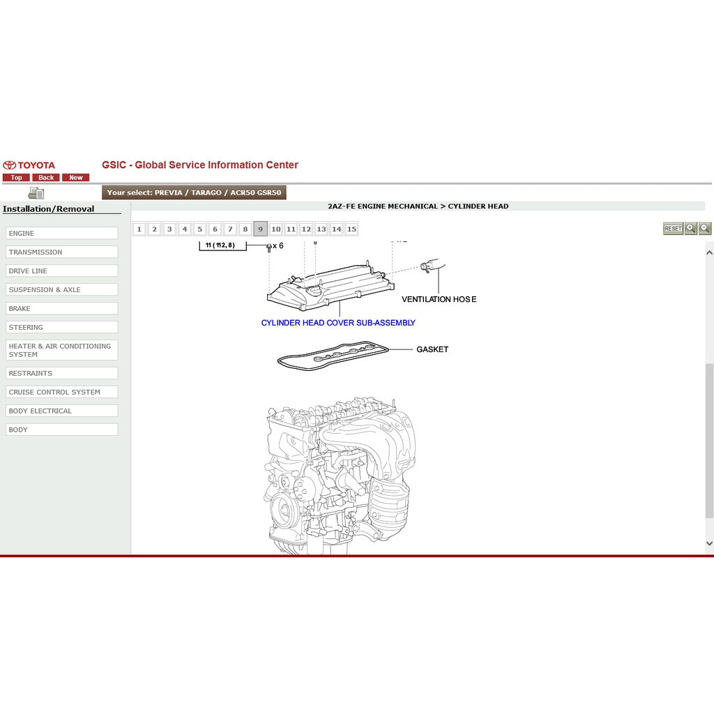 TOYOTA ESTIMA/PREVIA ACR50 /GSR50 2006-2019 Full Manual Set – Repair & Maintenance Manual