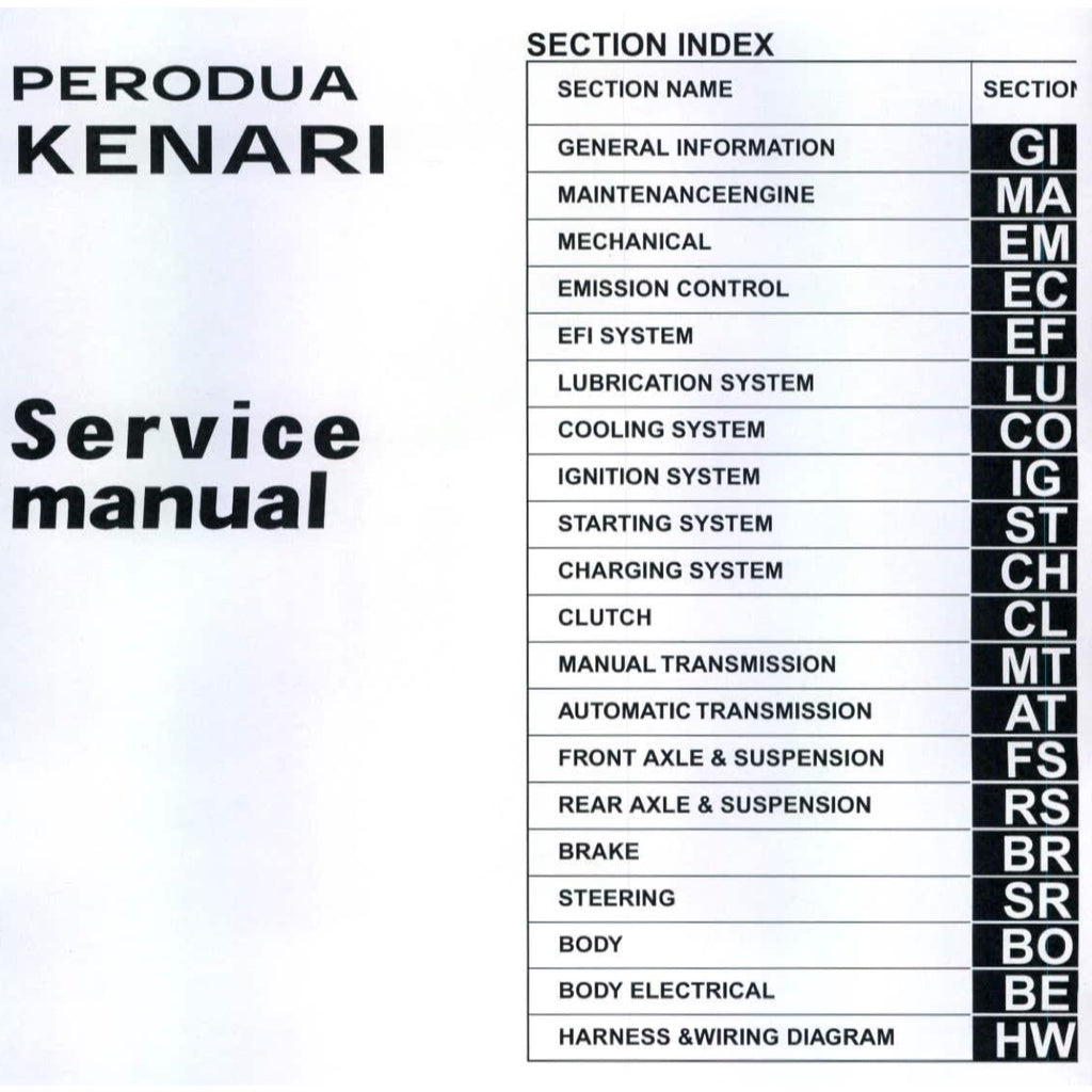 PERODUA KENARI L901 2000-2009 Full Manual Set – Repair & Maintenance Manual