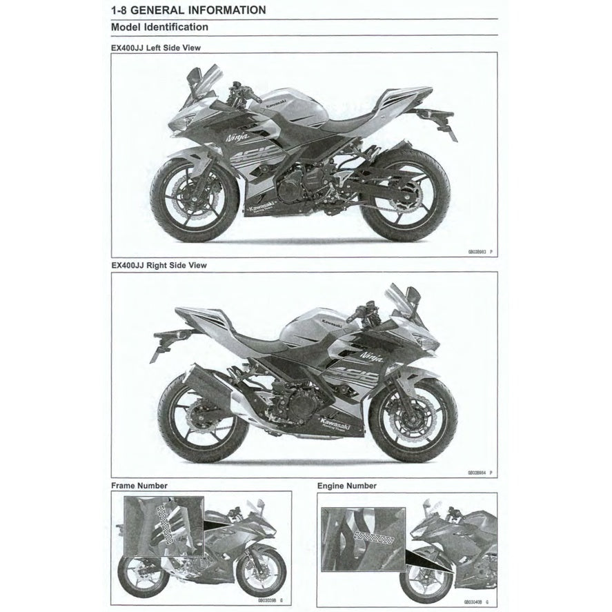 KAWASAKI NINJA 400 2018-2022 Full Manual Set – Repair & Maintenance Manual and Spare Parts Catalog andUser Handbook