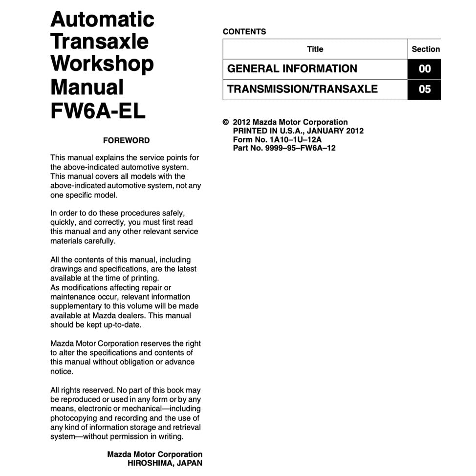 MAZDA 6 GJ1 2013-2021 Full Manual Set – Repair & Maintenance Manual