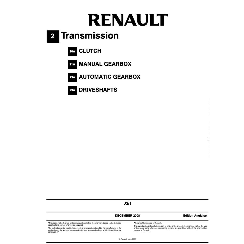 RENAULT KANGOO II X61 FC/FW 2007-2021 Full Manual Set – Repair & Maintenance Manual