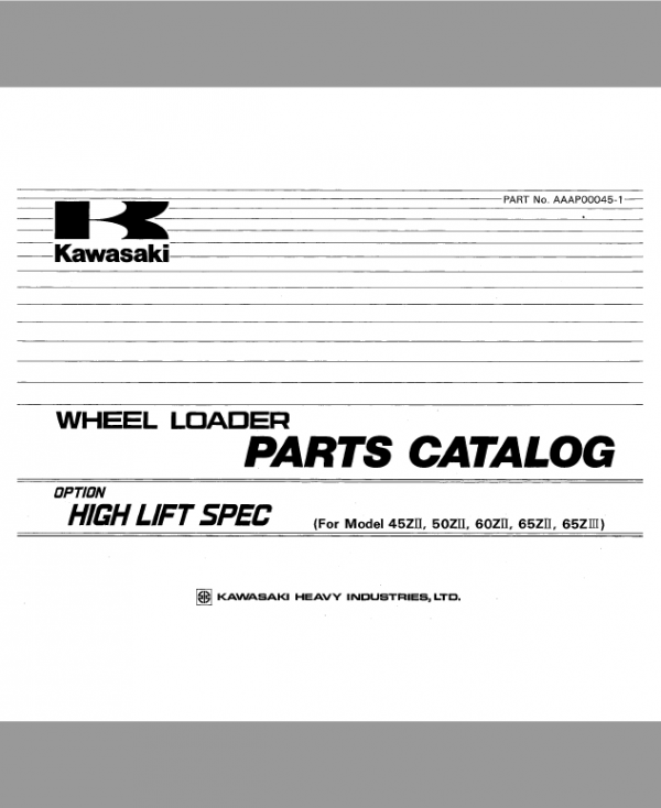 Kawasaki 65ZIII Wheel Loader Service Manual