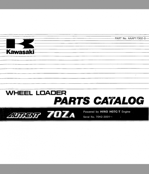 Kawasaki 70ZIV Wheel Loader Repair Service Manual