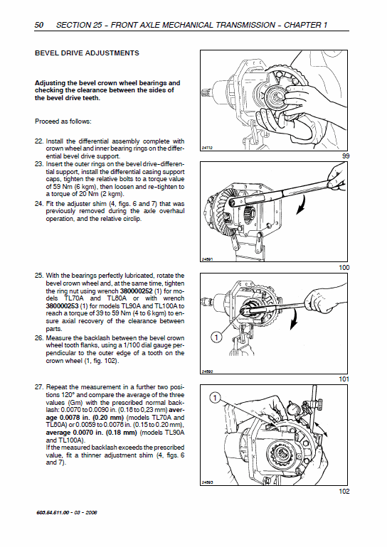 New Holland TL70A, TL80A, TL90A, TL100A Tractor Service Manual Workshop Guide
