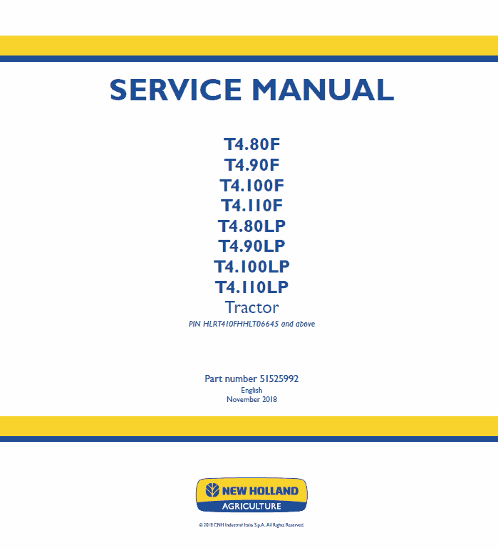 New Holland T4.80LP, T4.90LP, T4.100LP, T4.110LP Tractor Service Manual Workshop Guide