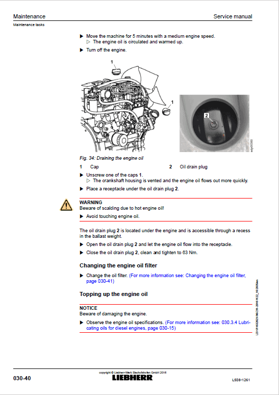 Liebherr L508 Type 1261 Wheel Loader Service Manual