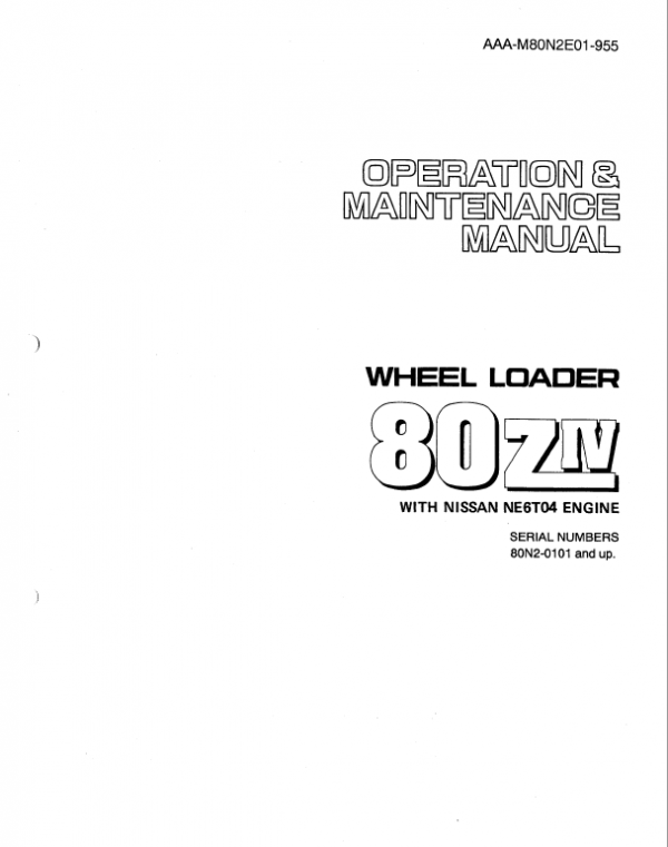 Kawasaki 80ZIV Wheel Loader Repair Service Manual