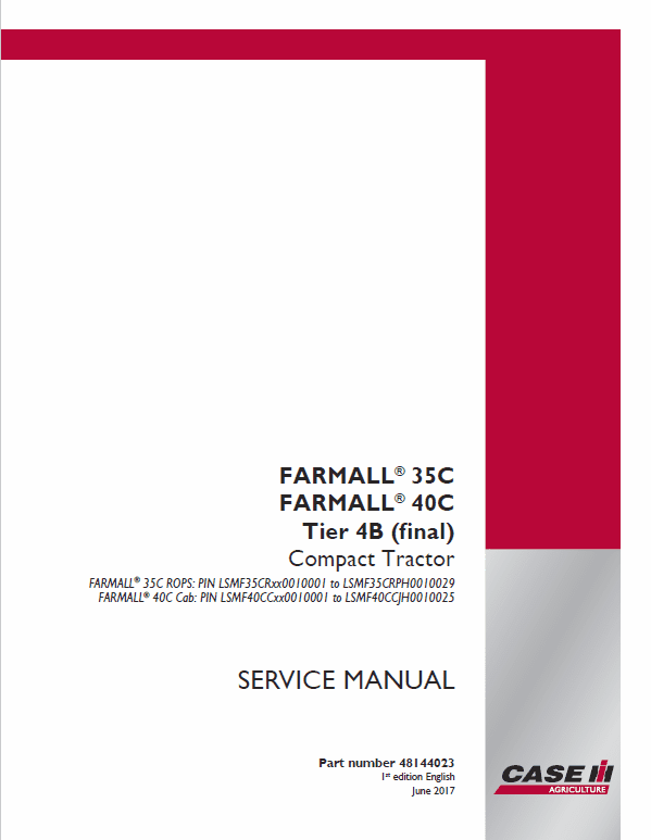 Case  Farmall 30C, 35C, 40C Tractor Service Manual Workshop Guide