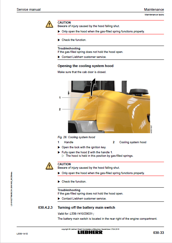 Liebherr L556 Type 1410 Wheel Loader Service Manual