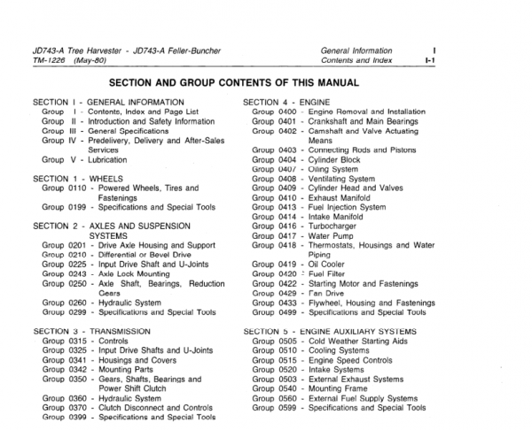 John Deere 743A Harvester & Feller-Buncher Technical Manual (TM1226) Workshop Guide