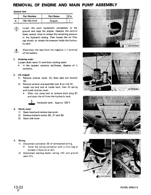 Komatsu PC400-3, PC400LC-3 Excavator Service Manual Workshop Guide