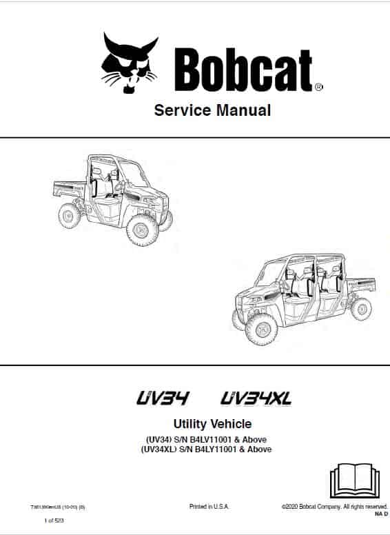 Bobcat UV34, UV34XL Utility Vehicle Service Repair Manual