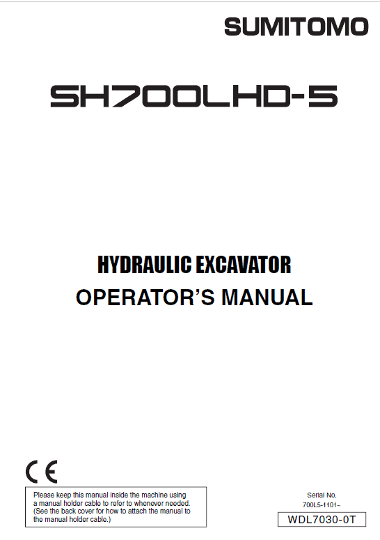 Sumitomo SH700LHD-5 Hydraulic Excavator Repair Service Manual