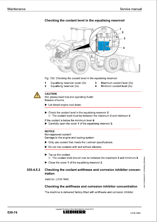 Liebherr L518 Type 1664 Wheel Loader Service Manual
