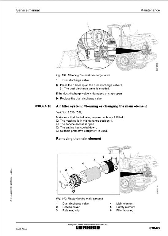 Liebherr L538 Type 1559 Wheel Loader Service Manual