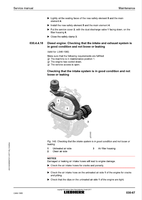 Liebherr L546 Type 1560 Wheel Loader Service Manual