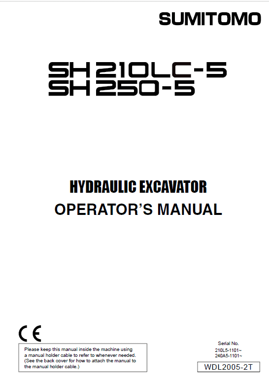 Sumitomo SH210LC-5 Hydraulic Excavator Repair Service Manual