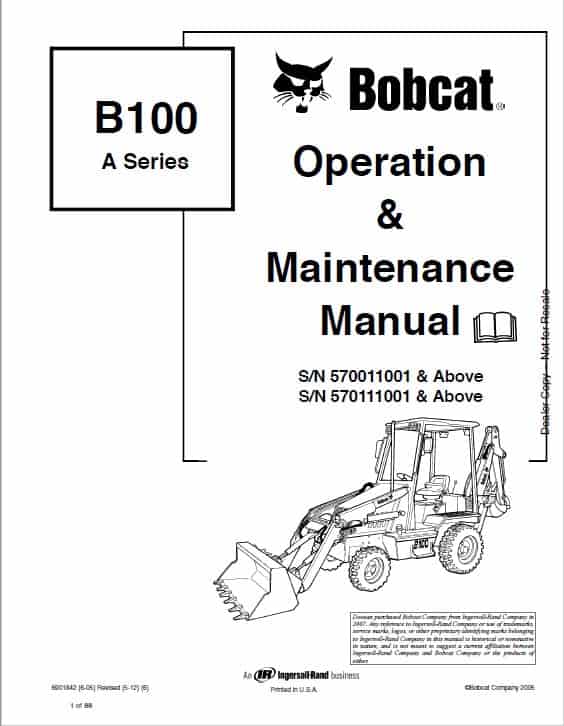 Bobcat B100 Loader Service Repair Manual
