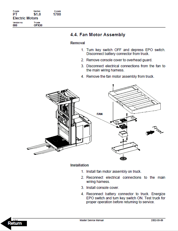 BT Prime Mover OPX30 Order Picker Repair Service Manual