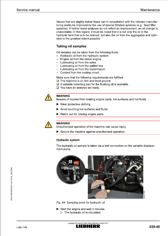 Liebherr L566 Type 1168 Wheel Loader Service Manual