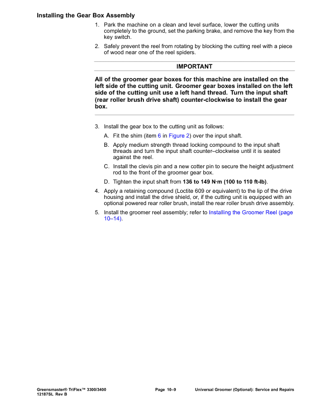 Toro Greensmaster Triflex 3300, 3400 (Models 04510, 04520) Service Repair Manual Workshop Guide