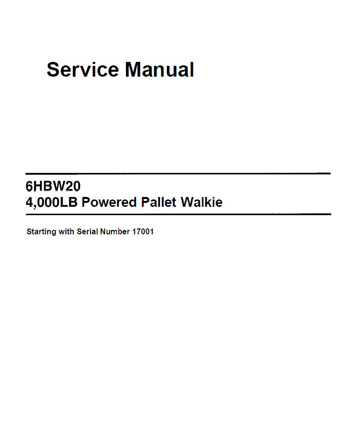 Toyota 6HBW20 Powered Pallet Walkie Service Repair Manual