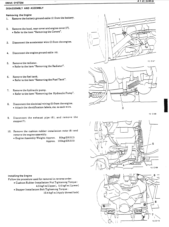 Kobelco SK013 and SK015 Excavator Service Manual Workshop Guide