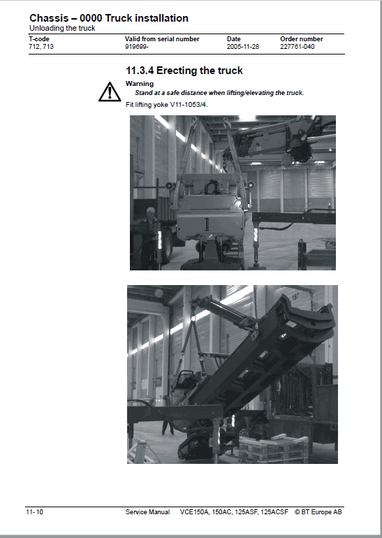 BT VCE150A, VCE150AC, VCE125ASF, VCE125ACSF, C15 Vector Truck Manual
