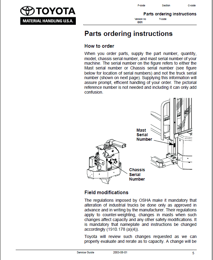 Toyota 6BWS10, 6BWS13 Electric Walkie Adjustable Straddle Stacker Repair Manual