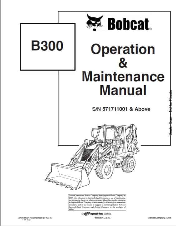 Bobcat B300 Loader Service Repair Manual