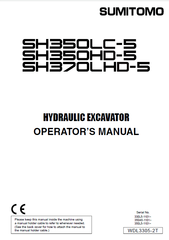 Sumitomo SH350LC-5, SH350HD-5, SH370LHD-5 Hydraulic Excavator Repair Service Manual