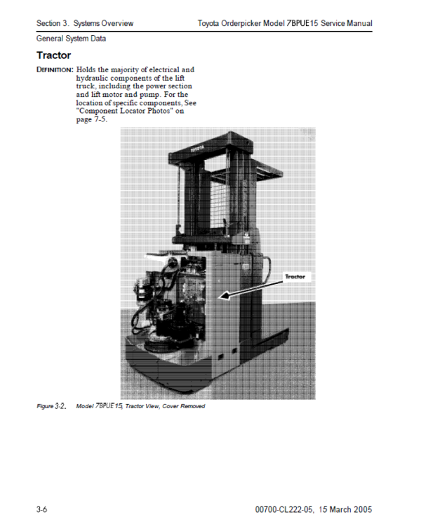Toyota 7BPUE15 Order Picker Repair Service Manual