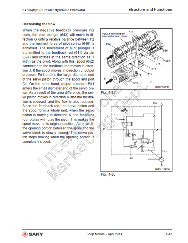 Sany SY365H-9, SY365BH-9 Hydraulic Excavator Repair Service Manual