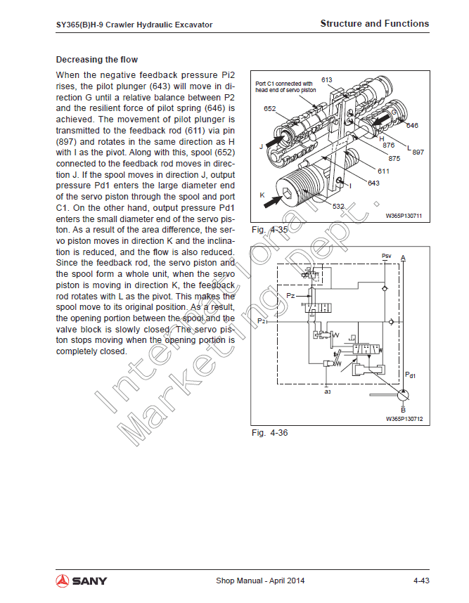 Sany SY365H-9, SY365BH-9 Hydraulic Excavator Repair Service Manual