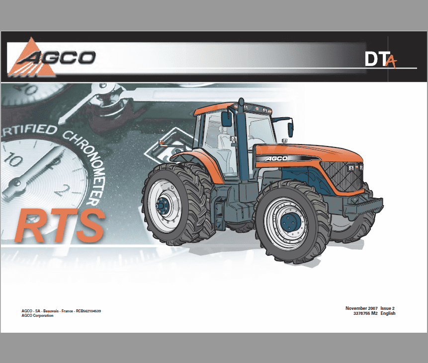 AGCO DT180A, DT200A, DT220A, DT240A Tractor Workshop Service Manual Workshop Guide
