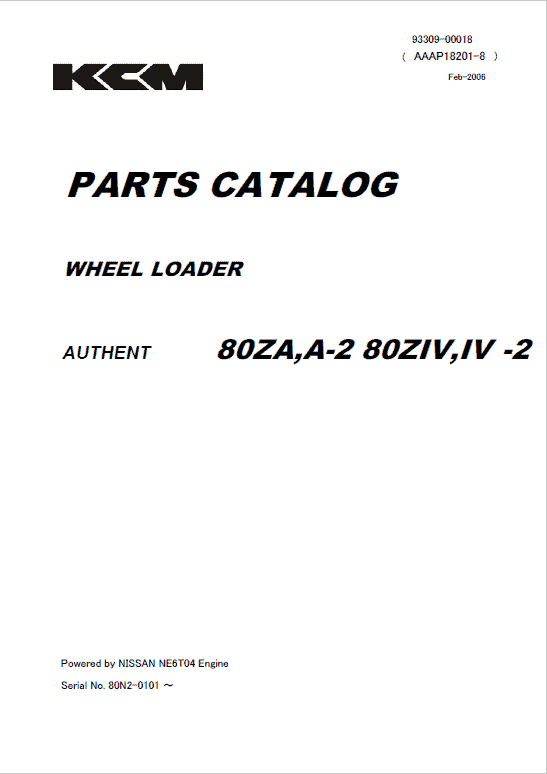 Kawasaki 80ZIV-2 Wheel Loader Repair Service Manual