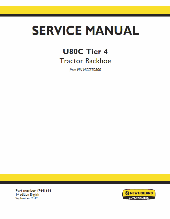 New Holland U80C Tractor Backhoe Service Manual Workshop Guide